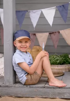 Jamiks caciula de bumbac pentru copii culoarea bej, neted imagine