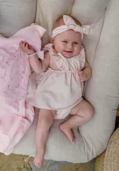 Jamiks rochie din bumbac pentru bebelusi culoarea portocaliu, mini, evazati imagine