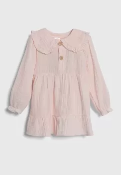 Jamiks rochie din bumbac pentru bebelusi culoarea roz, midi, evazati imagine