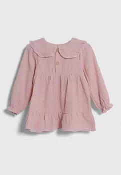 Jamiks rochie din bumbac pentru bebelusi culoarea roz, midi, evazati imagine