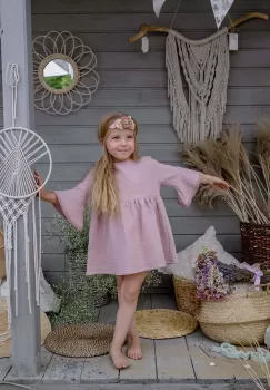 Jamiks rochie din bumbac pentru bebelusi culoarea roz, mini, evazati imagine