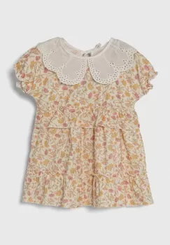 Jamiks rochie din bumbac pentru copii culoarea bej, mini, evazati imagine