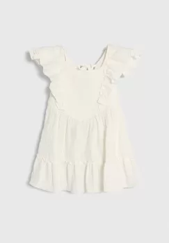 Jamiks rochie din bumbac pentru copii culoarea bej, mini, evazati imagine