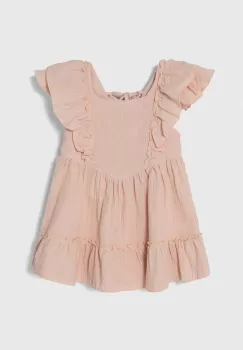 Jamiks rochie din bumbac pentru copii culoarea roz, mini, evazati imagine