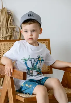 Jamiks sapca din bumbac pentru copii OMER culoarea gri, cu imprimeu, JLH101 imagine