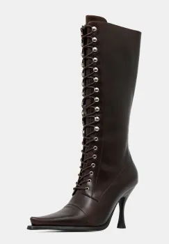 Jeffrey Campbell ghete de piele LANI-2 culoarea maro, cu toc cui, JCD-218-6-01 imagine