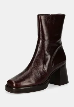 Jonak cizme de piele BRIGAND CUIR BRILLANT femei, culoarea bordo, cu toc drept, 6001340 imagine