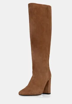 Jonak cizme din piele intoarsa CALIME VELOURS femei, culoarea bej, cu toc drept, 6000598 imagine