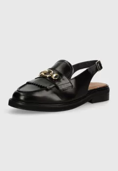 Jonak mocasini de piele DELPHY femei, culoarea negru, cu toc plat imagine