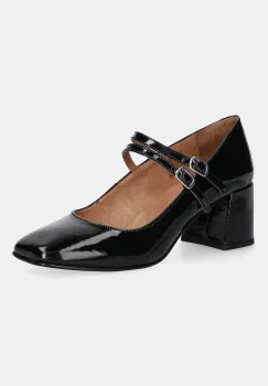Jonak pantofi de piele ALIENAR VERNIS PLISSE culoarea negru, cu toc drept, 3300131 imagine