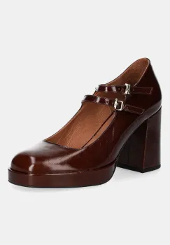 Jonak pantofi de piele VERITE culoarea bordo, cu toc drept, 3200422 imagine