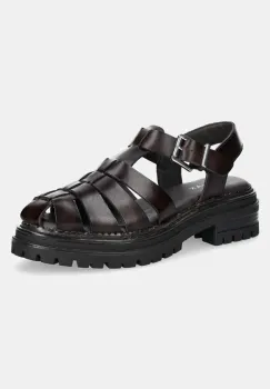 Jonak sandale de piele ABRAHAM femei, culoarea bordo, cu platforma, 3600019 imagine