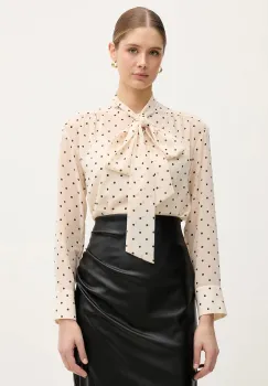 Joop! camasa culoarea bej, cu un decolteu legat, regular, 30100464 imagine