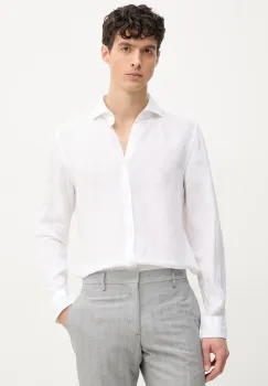 Joop! camasa de in barbati, culoarea alb, cu guler italian, slim, 30046075 imagine