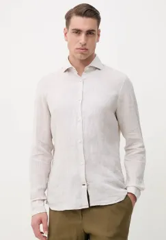 Joop! camasa de in barbati, culoarea bej, cu guler italian, slim, 30046075 imagine