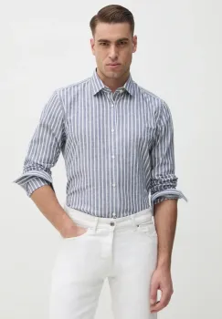 Joop! camasa din amestec de in barbati, culoarea gri, cu guler clasic, regular, 30046046 imagine