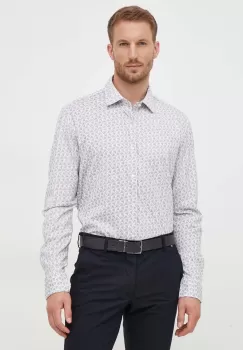 Joop! camasa din bumbac barbati, culoarea alb, cu guler clasic, slim imagine