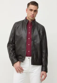 Joop! geaca de piele barbati, culoarea maro, de tranzitie, 80000718 2620019 imagine