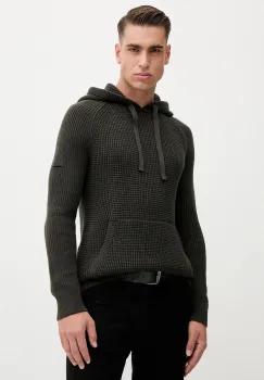 Joop! hanorac de bumbac culoarea verde, cu gluga, uni, 30049660 imagine