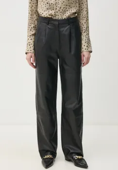 Joop! pantaloni de piele Lorena femei, culoarea negru, drept, high waist, 80000714 180031 imagine