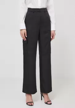 Joop! pantaloni femei, culoarea negru, fason cargo, high waist imagine