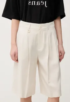 Joop! pantaloni scurti din amestec de in femei, culoarea bej, neted, high waist, 30046412 imagine