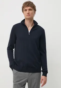 Joop! pulover de lana barbati, culoarea albastru marin, light, cu turtleneck imagine