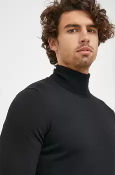 Joop! pulover de lana barbati, culoarea negru, light, cu guler imagine