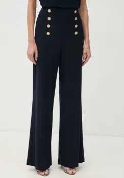 Joseph Ribkoff pantaloni femei, culoarea albastru marin, lat, high waist, 251028 imagine
