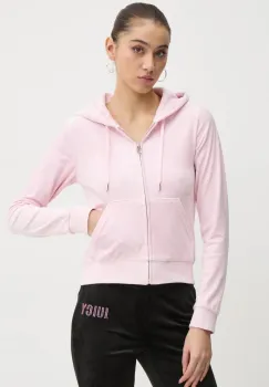 Juicy Couture bluza din velur culoarea roz, cu gluga, modelator, JCWAS125302 imagine