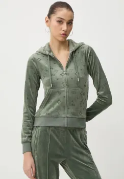 Juicy Couture bluza din velur culoarea verde, cu gluga, modelator, JCWAS125302 imagine
