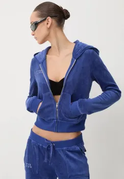 Juicy Couture bluza din velur HERITAGE CROWN ROBYN HOODIE cu gluga, cu imprimeu, JCGAS224011 imagine