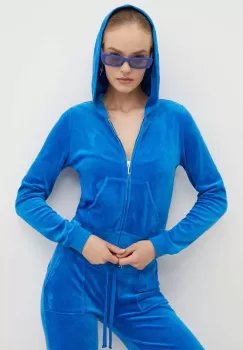 Juicy Couture bluza din velur HERITAGE ROBYN cu gluga, neted, JCSEBJ007 imagine