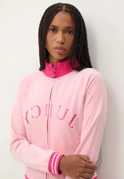 Juicy Couture bluza din velur TANYA TRACKTOP culoarea roz, cu imprimeu, JCSCT224417 imagine