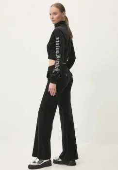 Juicy Couture bluza din velur TASHA LOGO TRACKTOP culoarea negru, neted, JCWCT24305 imagine