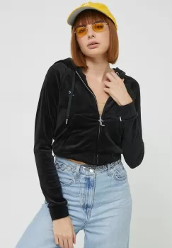 Juicy Couture bluza femei, culoarea negru, cu gluga, cu imprimeu imagine