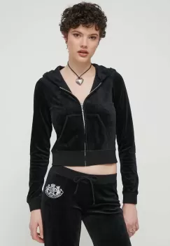 Juicy Couture bluza femei, culoarea negru, cu gluga, cu imprimeu imagine