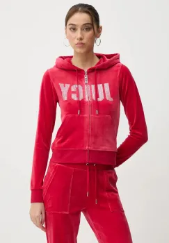 Juicy Couture bluza femei, culoarea rosu, cu gluga, cu imprimeu, JCBAS125861 imagine