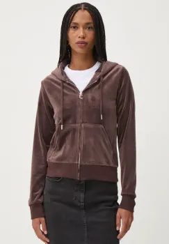 Juicy Couture bluza ROBERTSON CLASS femei, culoarea maro, cu gluga, neted, JCAP176EU imagine