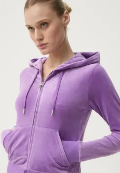 Juicy Couture bluza ROBERTSON CLASS femei, culoarea violet, cu gluga, neted, JCAP176 imagine