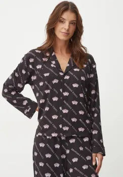 Juicy Couture camasa de pijama ESTELLE PYJAMA TOP femei, culoarea negru, JCLPT224503 imagine