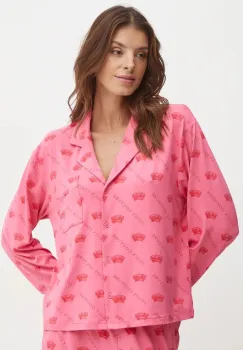Juicy Couture camasa de pijama ESTELLE PYJAMA TOP femei, culoarea roz, JCLPT224503 imagine