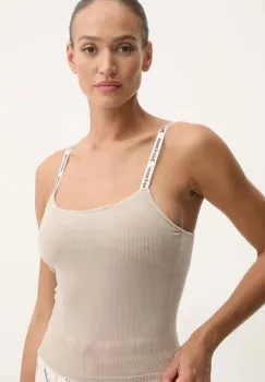 Juicy Couture maiou de pijama ELINA RIB VELOUR TOP culoarea bej, JCLCT125501 imagine