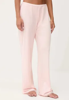 Juicy Couture pantaloni de lounge culoarea roz, drept, high waist, JCLBJ225508 imagine