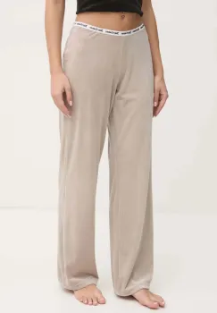 Juicy Couture pantaloni de pijama VICKY RIB FLARE PANT femei, culoarea bej, JCLAS125504 imagine