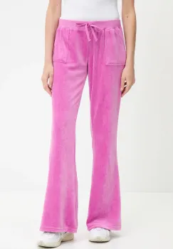 Juicy Couture pantaloni de trening din velur CAISA LOW RISE PANT culoarea roz, uni, JCSEBJ008G imagine