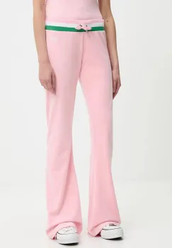 Juicy Couture pantaloni de trening din velur CHRISTINE STRIPE LOW RISE culoarea roz, uni, JCWBJ225352 imagine