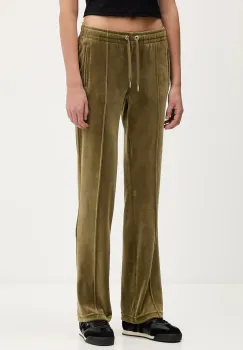 Juicy Couture pantaloni de trening din velur culoarea bej, cu imprimeu, JCWBJ225307 imagine