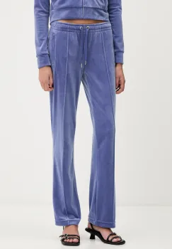 Juicy Couture pantaloni de trening din velur culoarea bej, cu imprimeu, JCWBJ225307 imagine