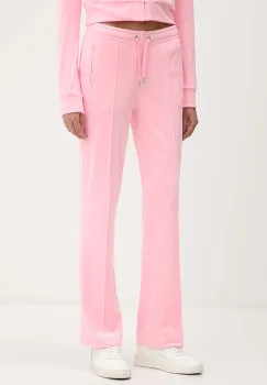 Juicy Couture pantaloni de trening din velur culoarea bej, cu imprimeu, JCWBJ225307 imagine